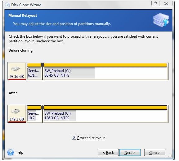 acronis true image small partition to larger drive