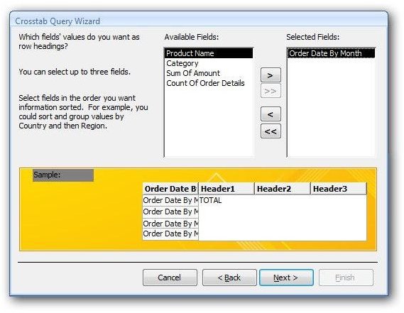 Choose Category for Row Headings