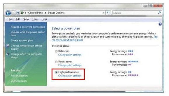 Change Windows Vista Power Settings to Boost PC Performance and Windows Stability