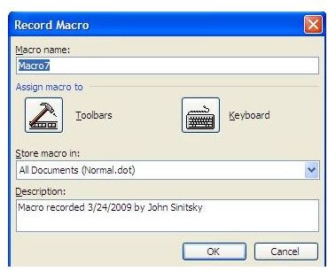 recording macros in word 2010