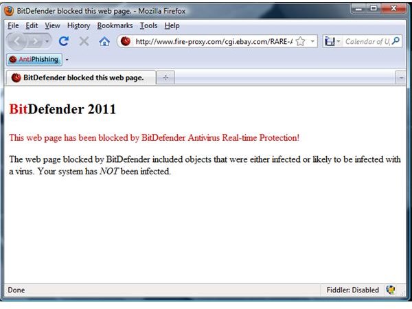 BitDefender blocked Phished eBay