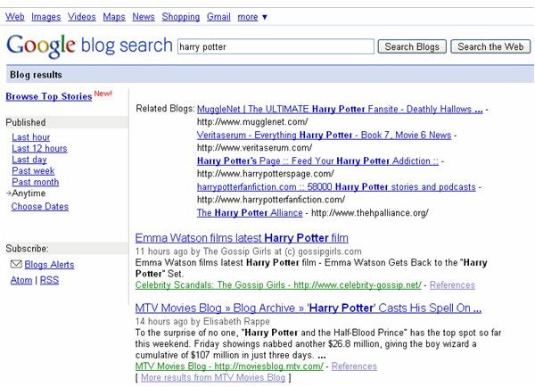 Google Blog Search for 