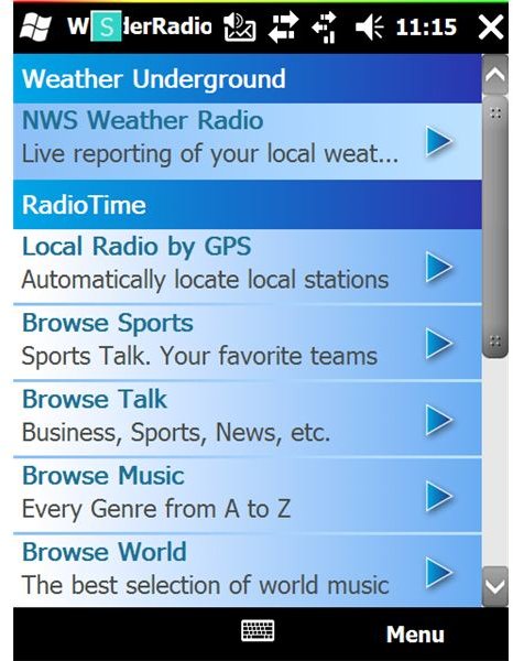 WunderRadio Station Listings