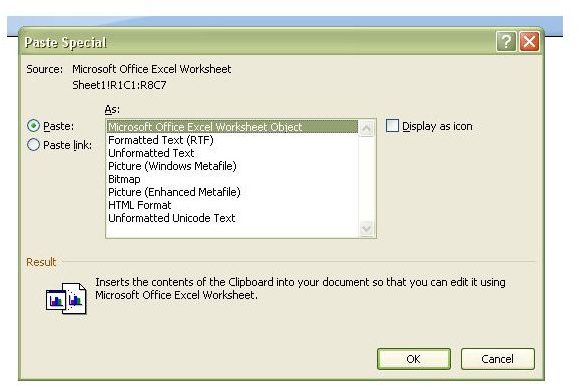 Paste as Excel Spreadsheet