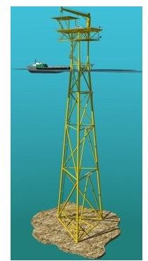 Offshore production platforms and oil rigs for drilling oil from sea floor