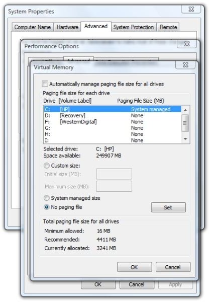 Virtual Memory Paging File