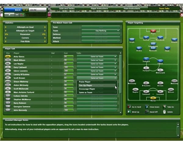 Fire up your players in the Championship Manager 2010 Team Talks screen!
