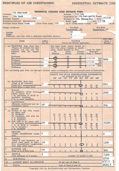 Hvac load calculation formula