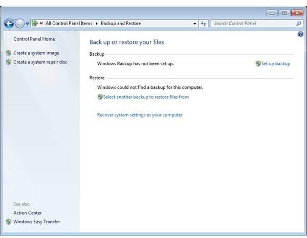 Using the Backup and Restore Center in Windows 7 - Part 1