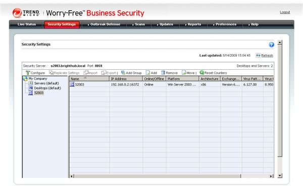 Depiction of WFBS Managed Exchange Server