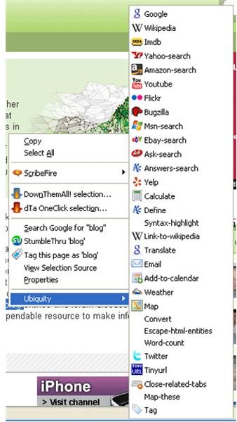 Image5 : Ubiquity Context Menu