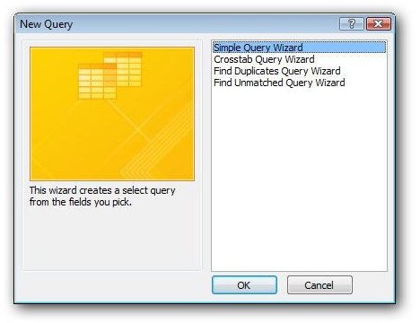 Choose Simple Query Wizard