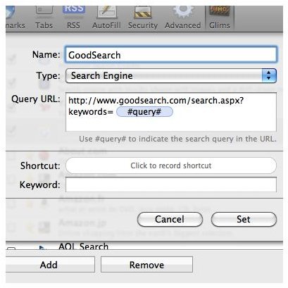Adding GoodSearch to Glims