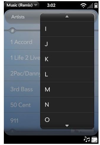 Music Player (Remix) App For WebOS - Song Search Alphabetical Listings List