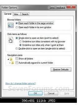 Fig8 - General Folder Options - Windows 7 Explorer