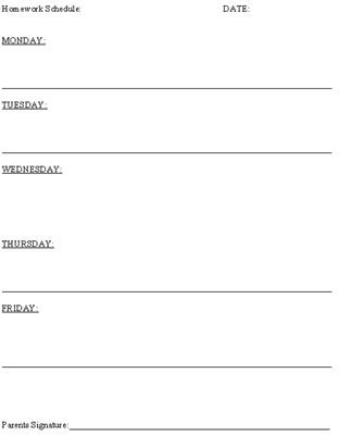 Homework Schedule