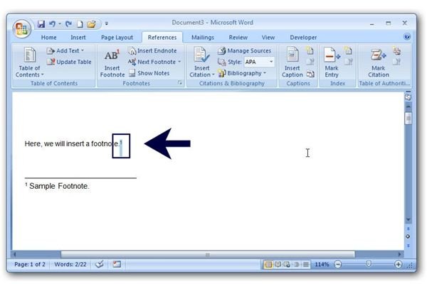 how to add a footnote in microsoft word