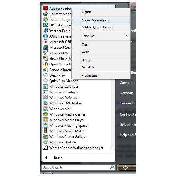 Windows Vista Start Menu Customization - Add items to Vista start menu and tweak start menu appearance