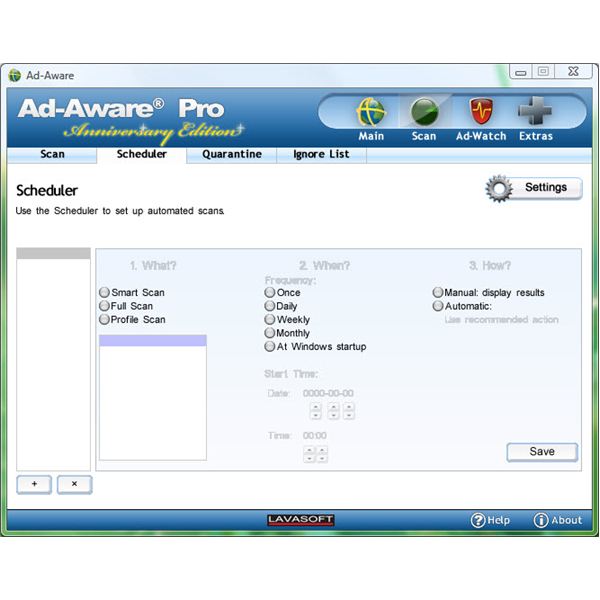 Scheduler in Ad-Aware Pro Anniversary Edition