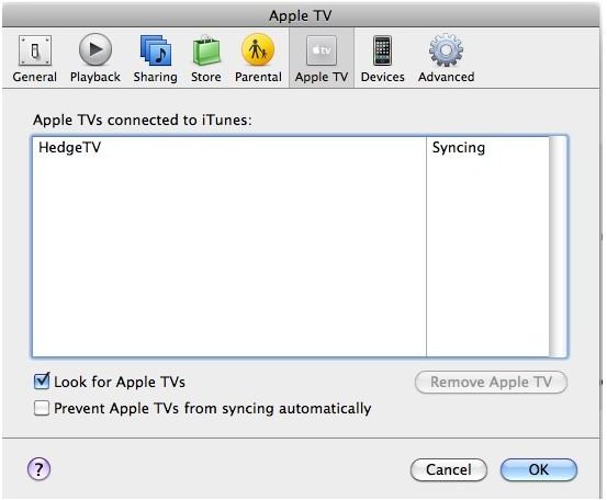 Connecting AppleTV to iTunes