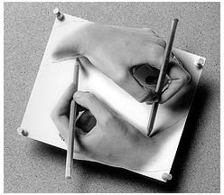 Hommage to Eschers Drawing Hands by Konderminator