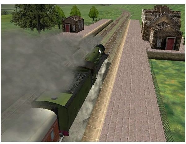 Microsoft Train Simulator external view through station