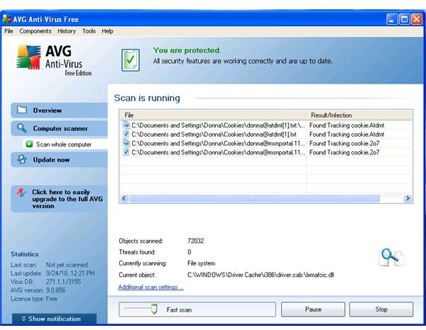 Free antivirus and trojan removers: AVG