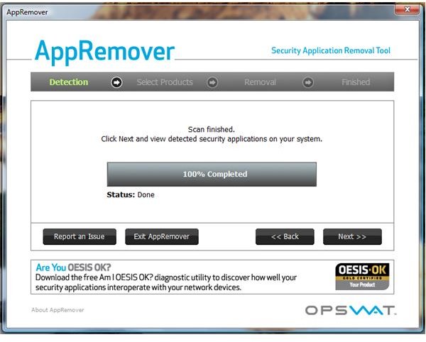 Scanning using AppRemover