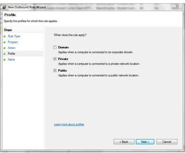 Network Profile to Use by Windows 7 Firewall