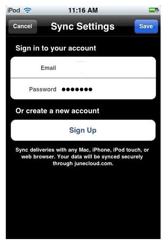 Signup for sync features