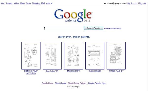 Google Patent search page