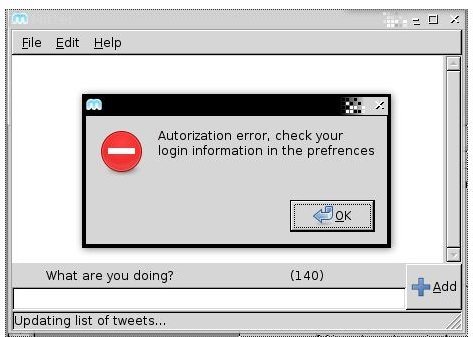 Error window