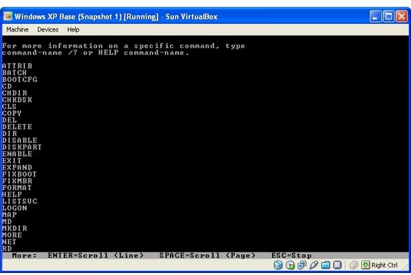 microsoft windows xp recovery console commands