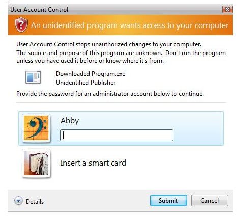 A User Account Control prompt
