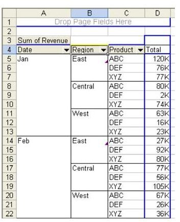 excel pivot table tabular format fill in blanks