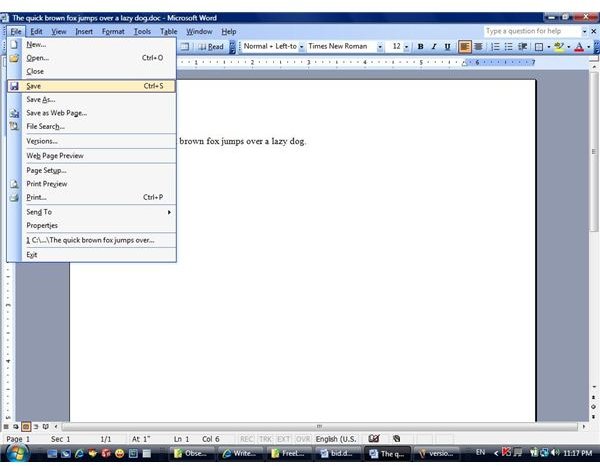 Useful Tips on MS WORD 2003: File Menu – Save File and Save As – Part I