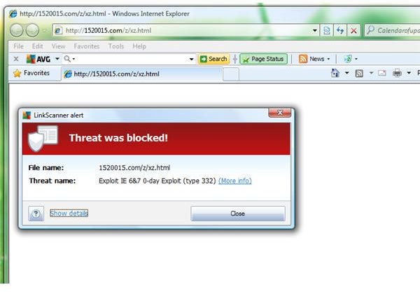 IE Exploit Blocked by AVG