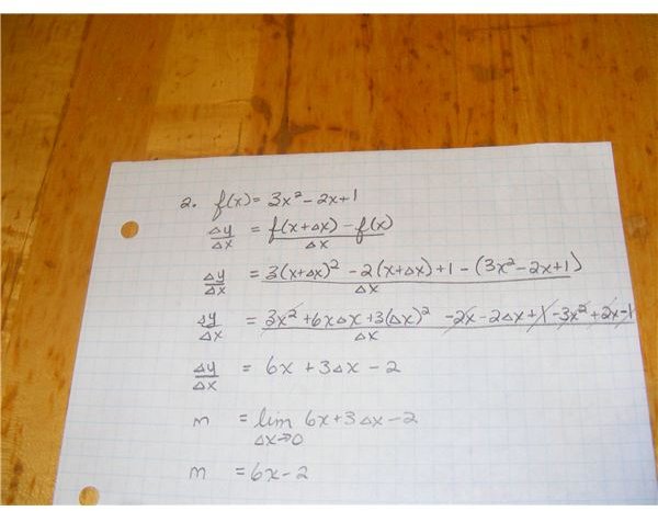 Example 2 of finding the slope or derivative