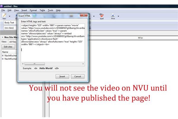 Adding Videos to Your NVU or KompoZer Website - How to Embed Videos on Your Website