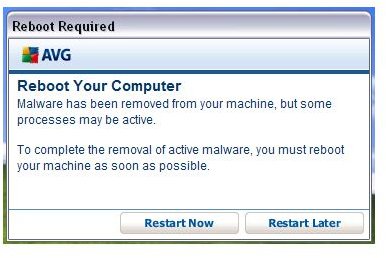 Reboot Prompt by AVG IDP to remove threat