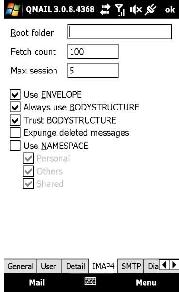 QMail handles IMAP folders