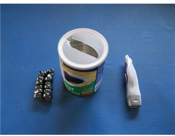 Magnets inserted into container with motor