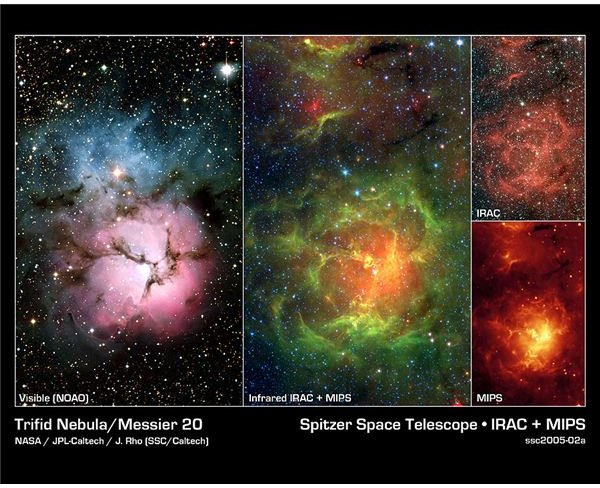 Figure 10: Trifid in visible and infrared light