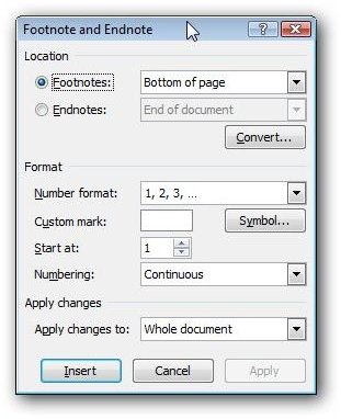 how to convert footnote to endnote word 2010