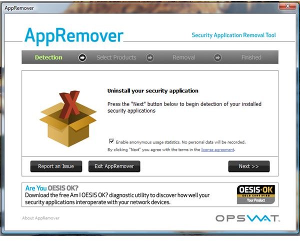 UI of AppRemover - First Launch