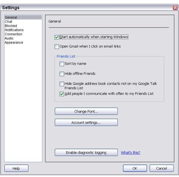 Customizing Settings in Google Talk