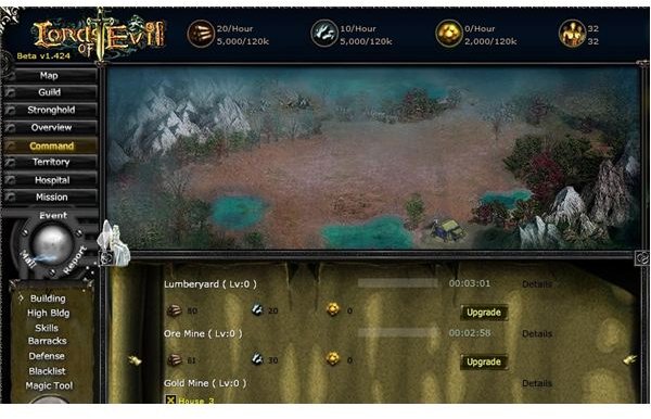 Lords of Evil User Interface Screenshot - free MMORPG