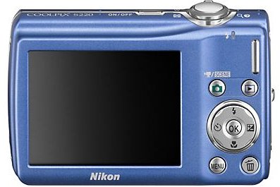 Nikon Coolpix S220 Cobalt Blue Rear View