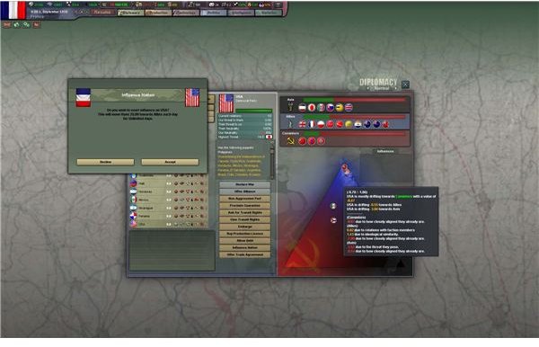 Hearts of Iron III Diplomacy View