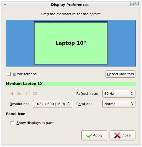 Asus Eee Display Preferences